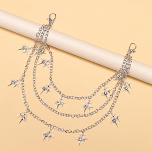 Longita Pants Chain for Men Jean Chains for Women Y2K Star Jean Pocket Chain for Pants Biker Hip Punk Chains Silver Y2K Jewelry for Women Accessory Trendy Fashion for Music Festival Concert Cosplay4
