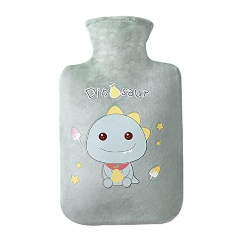 DuDuZui Hot Water Bottle with Cover, 1L Personal Water Bag for Hand Feet Warmer, Neck ,Belly and Shoulder Pain Relief, Ideal Solution for Against Cold in Winter (Dinosaur) Cover