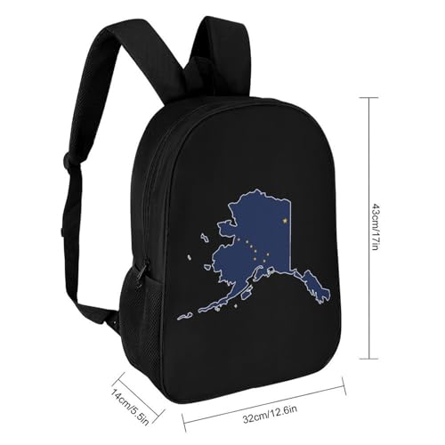 Alaska Flag Map Classic 17 Inch Backpack Travel Daypack Casual Shoulder Bag with Adjustable Strap for Men Women2