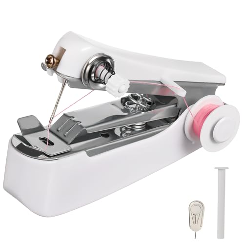 ARTSEWPLY Mini Máquina de Coser Portátil Dispositivo de Costura Manual Ligero y Duradero para Reparaciones Rápidas Casa con Bobina de Hilo Aleatoria