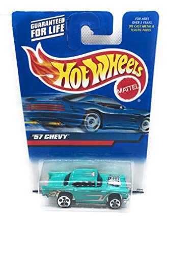 Hot Wheels #2000-105 1957 Chevy Flame tampo Unpainted Base with 57 Chevy on Base Collectible Collector Car Mattel 1:64 Scale