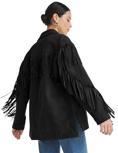 FOMELY Fringe Jacket Women Suede Jacket Faux Casual...