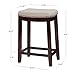 Linon Linen Backless Claridge Stool, Counter Height, Beige & Dark Walnut