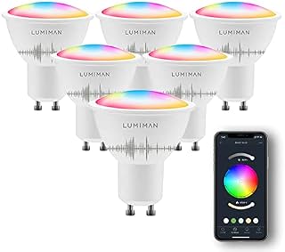 GU10 Smart Bulb, Alexa Spotlight Bulbs, Colour Changing LED Lights, Dimmable and Tunable, RGBCW, 5W=30W, 400LM, Works with Alexa and Google Assistant, WiFi APP Control by Smartphone 6 Pack