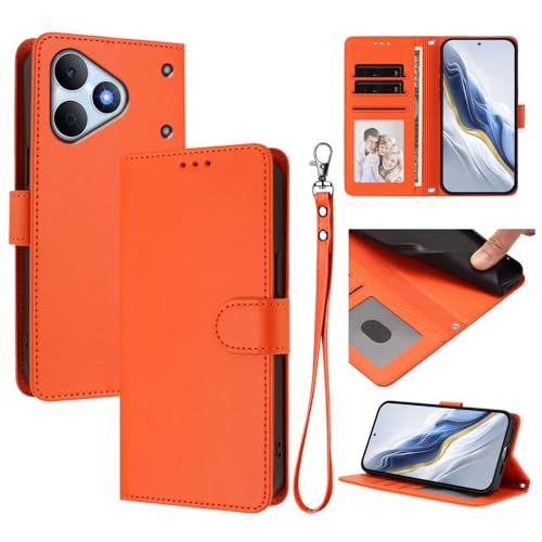 Flip �P�[�X�J�o�[ �Ή��@�� for Realme Note 80 4G �y�������[�h�z�y�J�[�h�X���b�g���z�z�y�X�}�z�P�[�X�z�y�}�O�l�b�g�N���X�v�zStand Orange