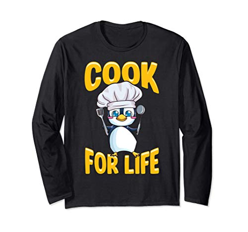 Cute Penguin Cook For Life Cooking & Animal Obsessed Maglia a Manica