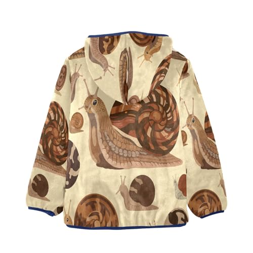 Snail Pattern Print with Spirals Toddler Fleece Jacket Girl Boys Hooded Fleece Jacket Coat Warm Outwear Zip-up 3-10T2