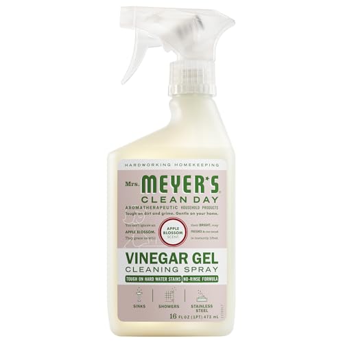 MRS. MEYER'S CLEAN DAY Vinegar Gel Cleaning Spray, Bathroom Use, No-Rinse Formula, Apple Blossom, 16 Fl Oz, Pack of 1