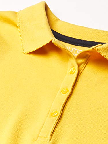 Image of Nautica Girls' School Uniform Short Sleeve Polo Shirt, Button Closure, Soft Pique Fabric