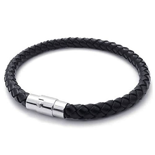 ZAYRAY Pulseira de joalharia, aço inoxidável de , pulseira, para homens e mulheres, preto - 6 mm - comprimento 19 cm, Aço inoxidável Poliuretano