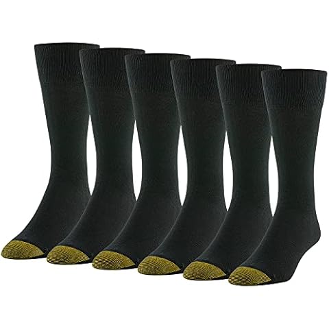 GOLDTOE Men's Cambridge Crew Socks, 6-Pairs, Black, Large Cover