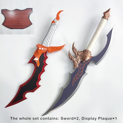 COSWOR All Metal Anime Sword Two Piece Set Sung Jingwoo Knight Killer and Kasaka\'s Venom Fang Dual Sword for Collection, Cosplay