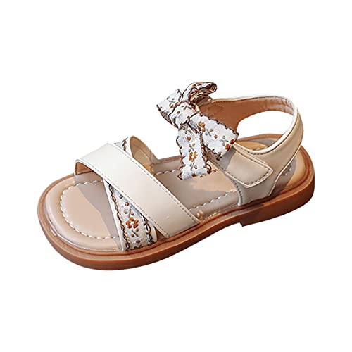 Toddler Kid Girl Casual Hook & Loop Sandal Low Heel Bow Rubber Soft Sole Birthday Party School Beach Flat Shoe - Main Image