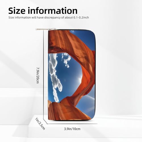 Arches National Park-standard print Leather Wallet for Women Men,Women's Leather Clutch Wallet with Zip,Large Capacity4
