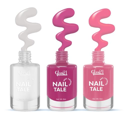Image of Glam21 Nail Tale- Nail Lacquer|Set of 3|Multicolor|Quick Drying Nail Polish| Glossy Gel Finish Nail Kit | Highly Pigmented & Long Lasting | Chip Resistance|9ml Each|Shade-06