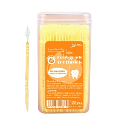 Palillos Limpiadores Dentales | Palillos con Sabor y 2 Puntas - 100 Piezas Quita Manchas Cuidado Bucal Para Espinas De Pescado Para Mujeres Hombres Adolescentes Adultos Mayores Acampada