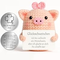 Tixlux Pocket Hug Glücksschweinchen Figurine, Kreative Strickwolle Figur mit Kleine Umarmung Glücksbringer (Silber Ⅱ), Mutmacher Geschenk, Gute Besserung, Einschulung Geschenk