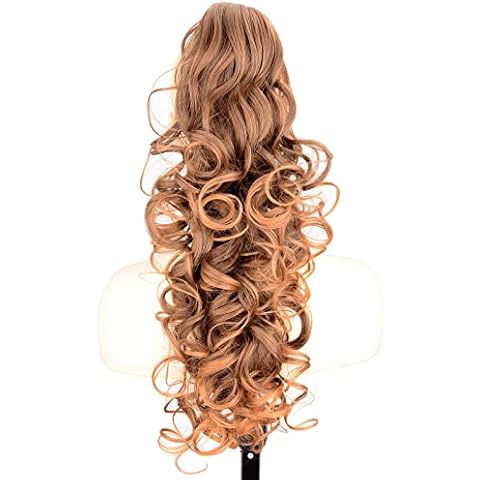 DIGUAN Claw Clip In Wavy Loose curly Synthetic Wrap Around Ponytail Extensions 24 Inches Pony Tail Clip In Extensions for Women Girl 7.4oz/210g (Kumquat) Cover