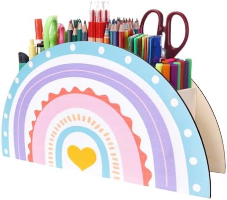Regenbogen-Bleistifthalter aus Holz, multifunktionaler Organizer,...