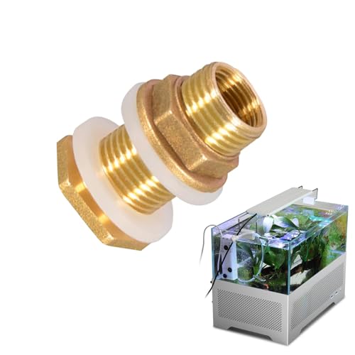 Conector de manguera de jardín,Accesorio de tanque,Accesorio de tanque de mamparo de latón macizo para tanque de agua | Conector de conexión de tanque de agua con tuerca para empalme para