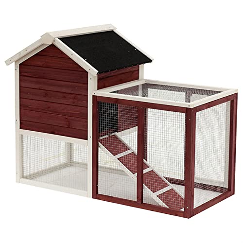 XLYYLM Kaninchen Hutch Indoor Outdoor, hölzerner Hühnerstall, Häschenhutch mit Lauf, Belüftungstür, abnehmbares Tablett… – Bild 4
