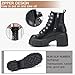 FITORY Women’s Combat Boots Lightweight Lace up Side Zipper Ankle Botas High Heel Chunky Platform Lug Sole Booties Black Size 8.5