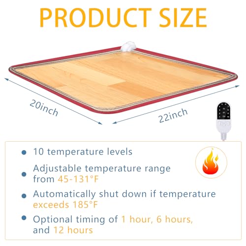 Energy Efficient Heated Foot Mat for Home Office (Brown, 22 x 20 Inch)