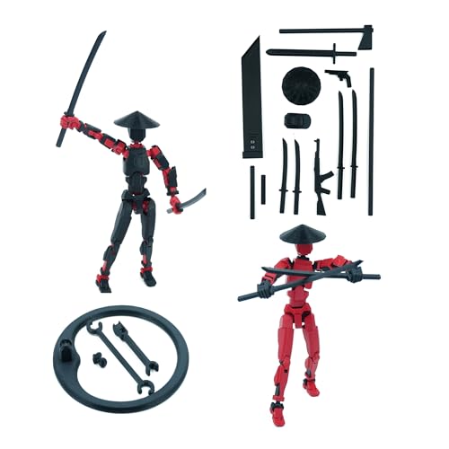 Image of Dummy 13 Action Figure Robot | Fully Articulated 3D Printed Robot Toy | 5.4-inch Collectible Figurine | Matte Finish | Unassembeled | Combo of 2 (RedBlack+BlackRed)