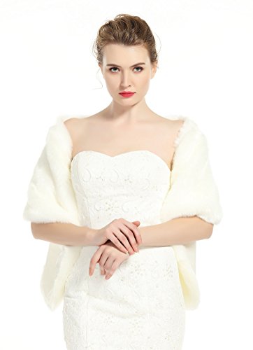 BEAUTELICATE Luxury Bridal Party Evening Wedding Faux Fur Shawl Wrap Stole2