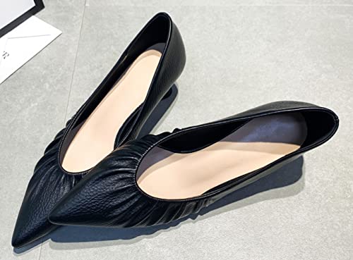 WENJIAZHIZHI Women's Pointed Toe Kitten Low Heels for Women Wedding Dressy Closed Toe Slip-On Loafers Pumps Shoes4