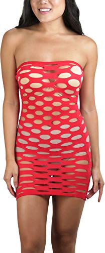 Image of ToBeInStyle Women's Stretch See Through Fishnet Novelty Mini Rave Party Dress