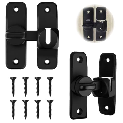 Jiavlyx 2 Pezzi Chiusura Scorrevole Catenaccio, Serratura Porta Catenaccio, 90/180 Gradi Serratura Per Porta Scorrevole, Con 8 Viti, Per Finestra, Stalla, Giardino, Camera Da Letto