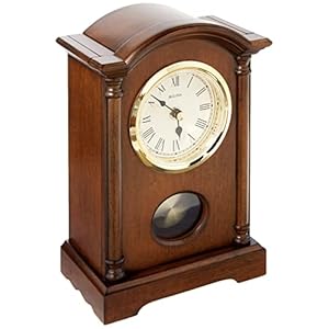 Bulova Dalton Chiming Pendulum Table Clock – Walnut Finish – Gold-Tone Accents