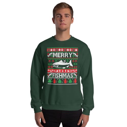 TheFunnyShirtCompany Merry Fishmas - Funny Fishing Ugly Christmas Sweater Women And Men Holiday Unisex Crewneck Sweatshirt2