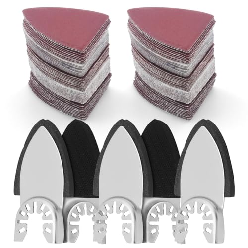Swiixxer Juego de 130 almohadillas de lijado para herramientas oscilantes, almohadilla de lijado de 5 piezas para dedos y papel de lija de 125 piezas, accesorios de lijado multiherramienta, piezas de