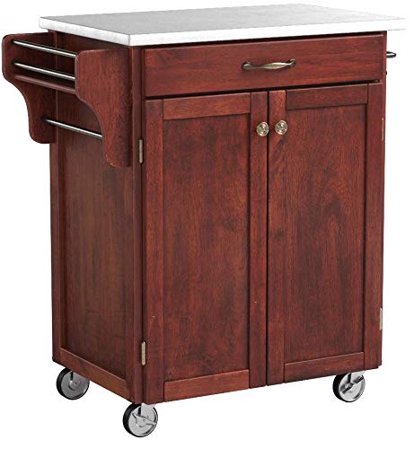 Home Styles Mobile Create-a-Cart Cherry Finish Two Door Cabinet Kitchen Cart with Stainless Steel Top, Adjustable Shelving - Thumbnail 4