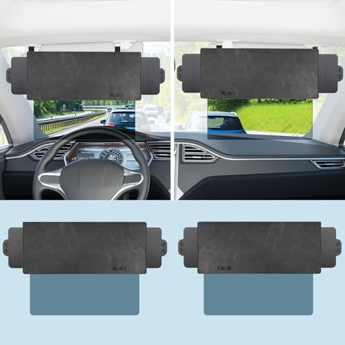 Image of 2 Pack Polarized Sun Visor Extender for Car with 2 Side Sunshade, Car Visor Extender Sun Blocker, Upgraded UV400 Sun Visor Extension with PC Lens, Anti-Glare Car Visor for Safe Driving