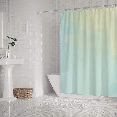 Rideau de douche lavable en machine polyester vert aquarelle imperméable