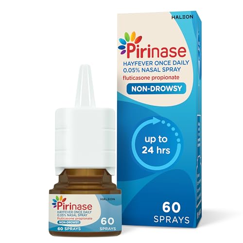 Pirinase Hayfever Relief Nasal Spray for Adults OnceDaily Allergy Relief with Fluticasone Propionate 60 Sprays