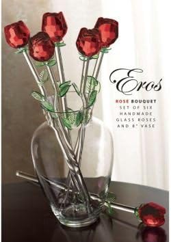 Home Essentials Red Bouquet S/6 with vase Gb