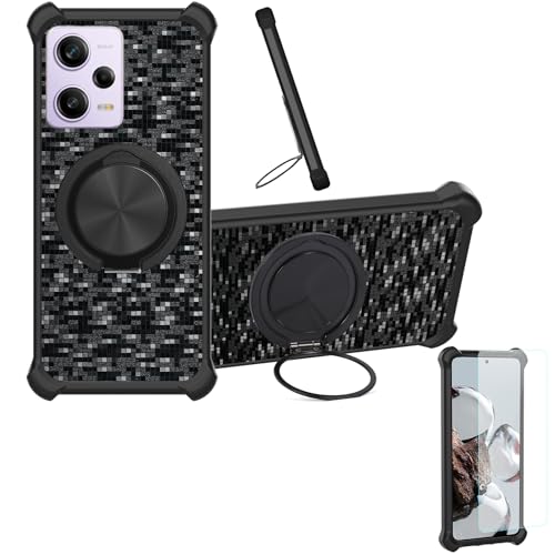 �Ή� Xiaomi Redmi Note 12 Pro 5g �P�[�X Phone Case [1�� 9H+�d�x���� �K���X�t�B����][360°��]���X�^���h�A�}�O�l�b�g��]CX-11-HEI