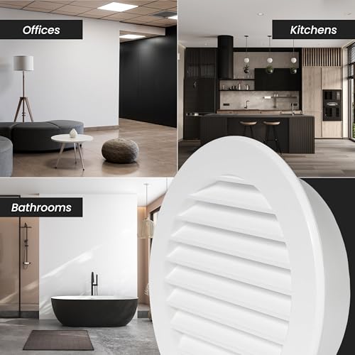 Image of REPA MARKET 4'' Inch Plastic Brown Round Soffit Vent Cover With Flange ABS Plastic Construction - Modern Style - Bathroom Ventilation