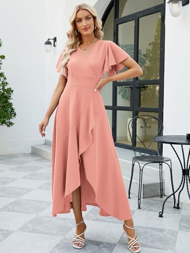 Image of ZZV Formal Dresses for Women Gowns Evening V Neck Wedding Guest Dresses