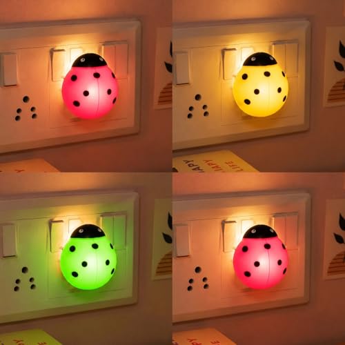 Image of ascension 4 Pc Romantic Energy Saving Creative Lady Bug Shaped Design Night Light Animals Cartoon lamp for Bedroom Home Decor Kids Favourite Birthday Party Return Gifts (Assorted Color)