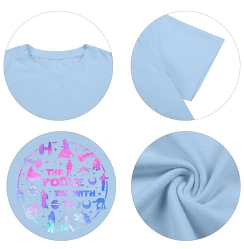 Image of FRYAID Women May The Power Be with You Graphic T Shirt Short Sleeve Casual Tops Summer Fun Vacation Shirt Soft Casual Fit