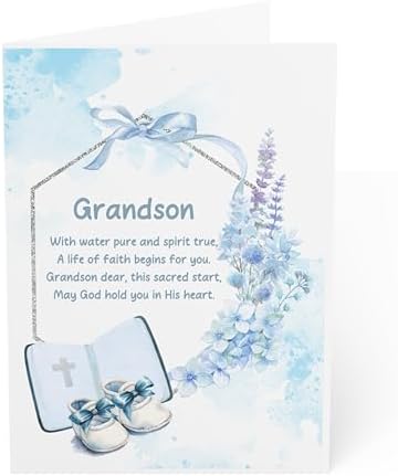 Amazon.com : J&amp;J'S TOYSCAPE Grandson Baptism Congratulations Card, 7x5 ...