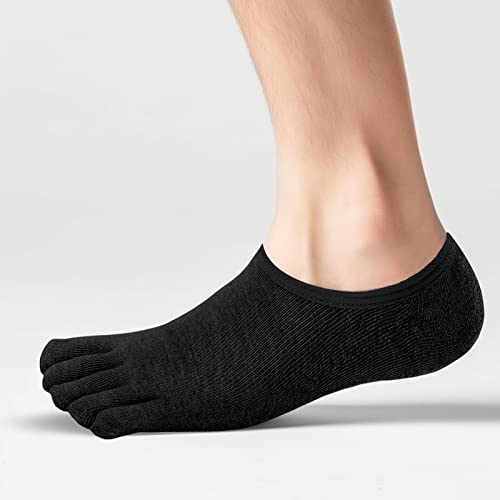 Hellomamma No Show Toe Socks for Men: 5 Finger Hidden Cotton Low Cut Socks for Running Walking Sports 4 Pairs Size 9-154