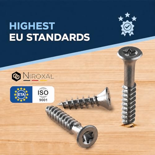 Tornillos para madera exterior y cercas inoxidables 8x60 mm cabeza plana, rosca parcial, paquete de 25 piezas marca NietFullThings miniatura 6