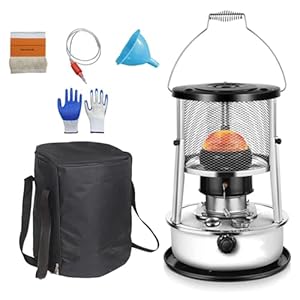 Petroleumkachel, 2600 W vermogensverwarmer, 360° surroundverwarming, draagbare petroleumkachel met valbeveiliging, voor noodverwarming, tent C