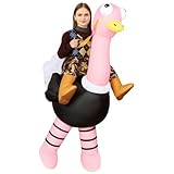 AYBUY Costume Gonfiabile di Struzzo, Costume Alieno Rosa, Costume Divertente Gonfiabile, Sistema di Gonfiaggio Incluso, Halloween Carnevale Cosplay Outfit 160-190cm
